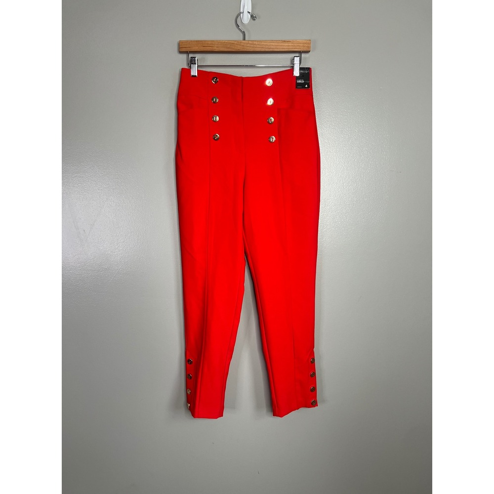 New York & Company 7th Avenue Red Sailor Button Ankle Pants artsy office